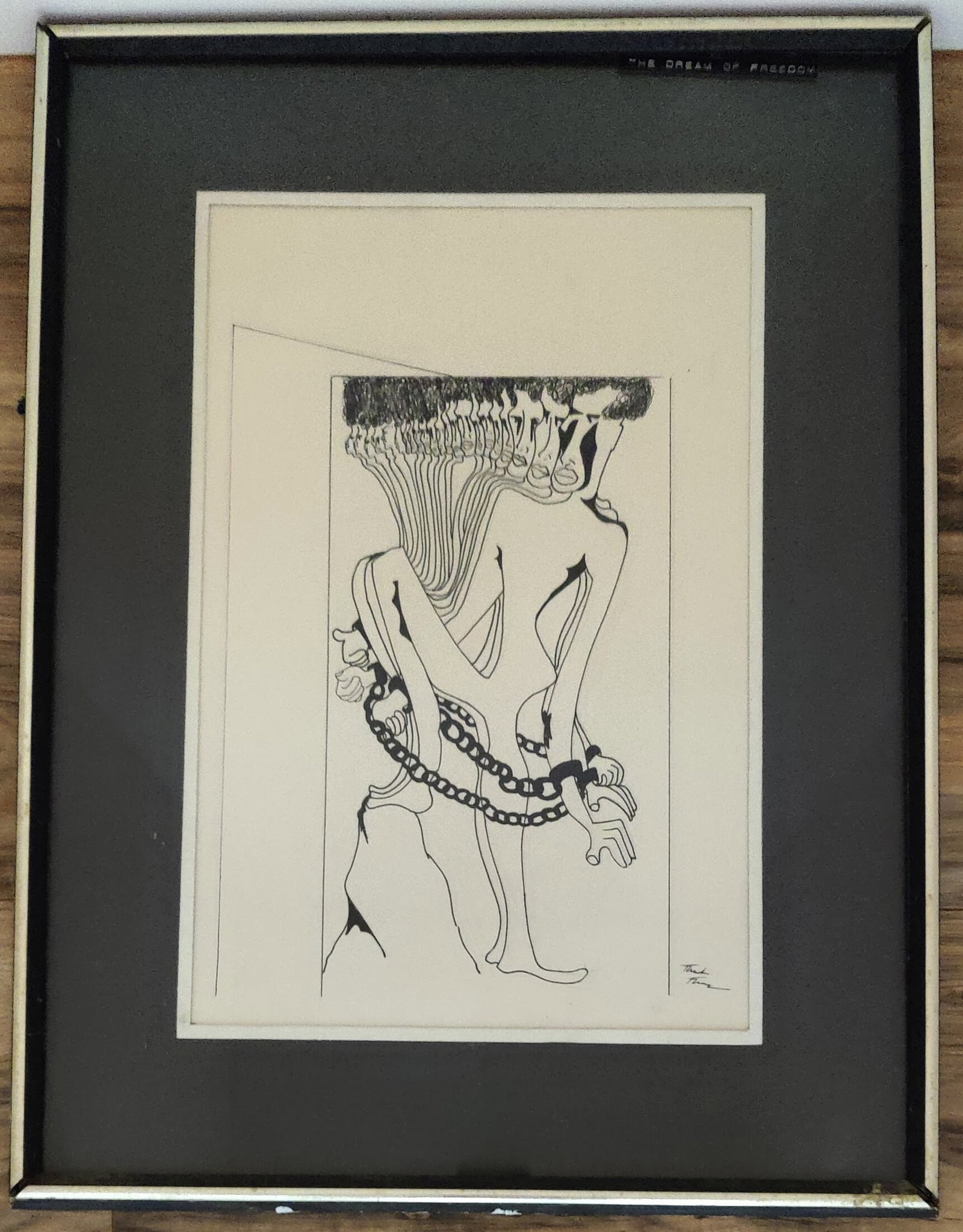 Frank Frazier Pen Drawing of Chained African American Men (1 of 4)