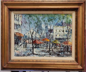 Jean Remy O/C French City Courtyard Painting