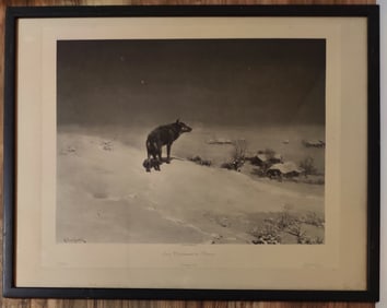 Alfred von Wierusz Kowalski Etching Eine Winternacht Litauen