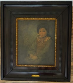 Late 19th c. Nico Jungmann Pencil Drawing A Brittany Girl