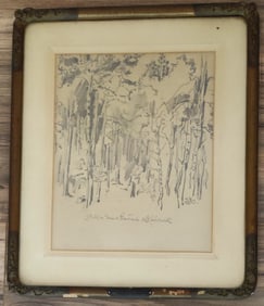 Jan Matejko Treed Landscape Pencil Drawing Study