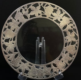 Sterling Silver Overlay Glass Trivet