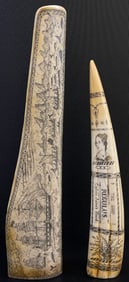 Lot of 2 Composite Replica Scrimshaw