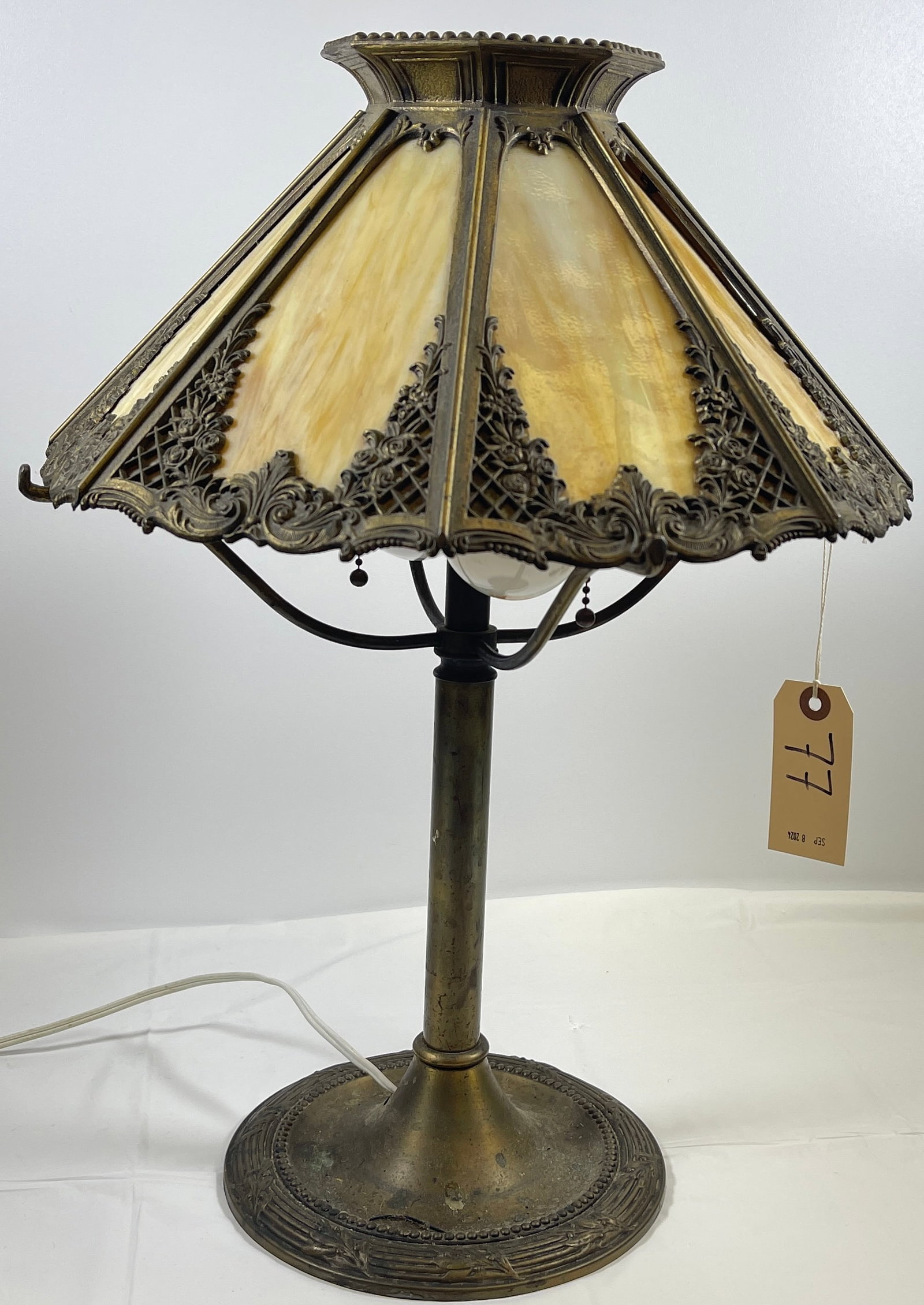Bradley & Hubbard Slag Glass Lamp (1 of 7)
