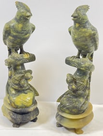 Pair of Chinese Hard Stone Bird Sculptures