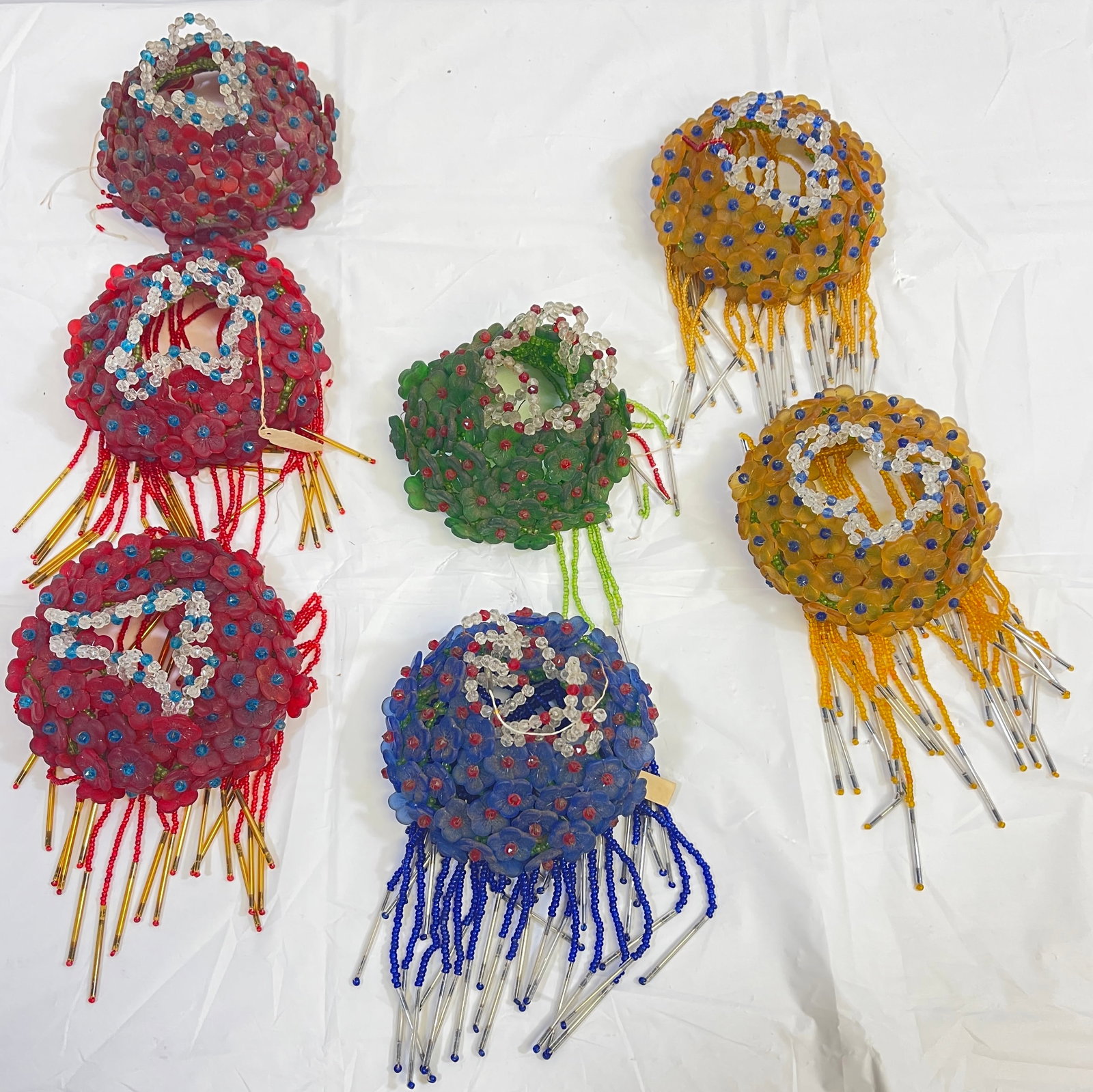 Lot of 7 Czechoslovakian Beaded Light Bulb Shades (1 of 2)