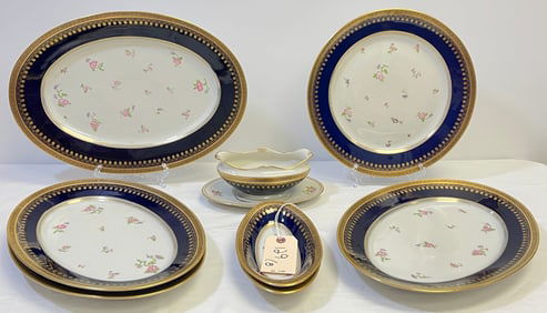 Lot of 8 Richard Ginori Gilt Rimmed Floral Serving Pieces