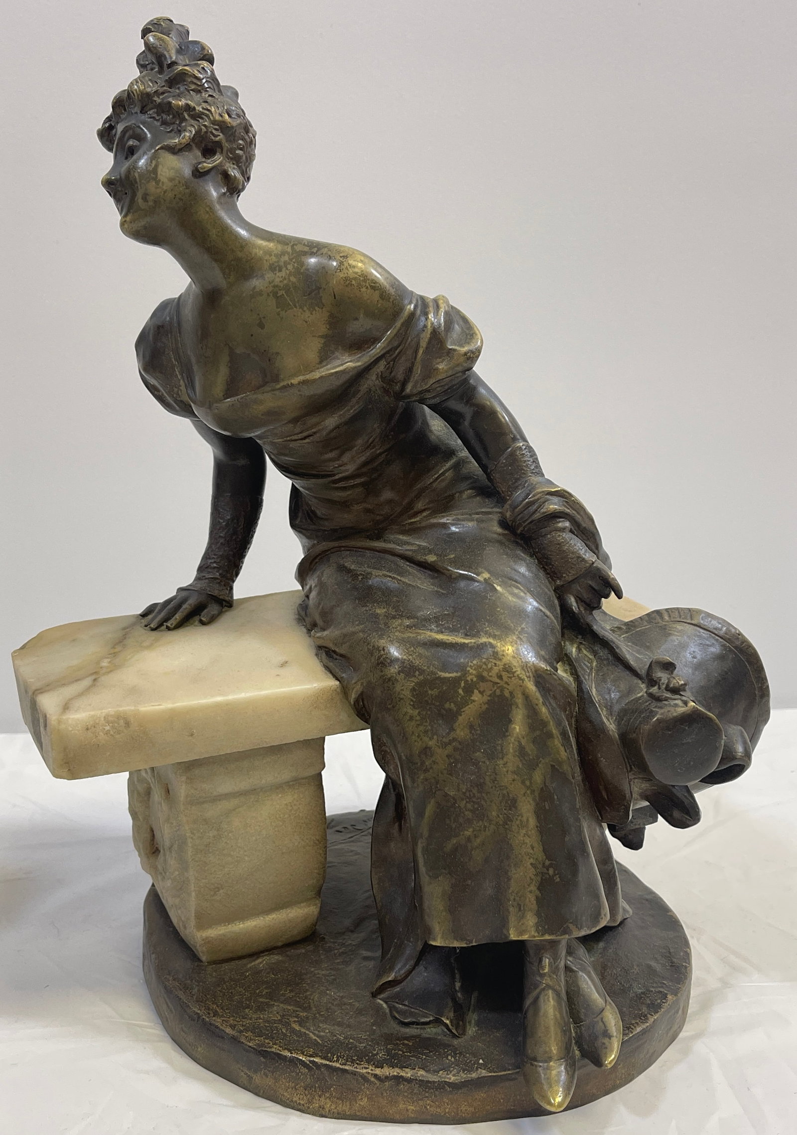 Georges van der Straeten (French/Belgian, 1856-1928), Sculpture of a Seated Woman: Georges van der Straeten(French/Belgian, 1856-1928)Sculpture of a Seated Womanbronze, marblesigned "Van Der Straeten" and with foundry mark12.5 x 9.75 x 8.25 inches