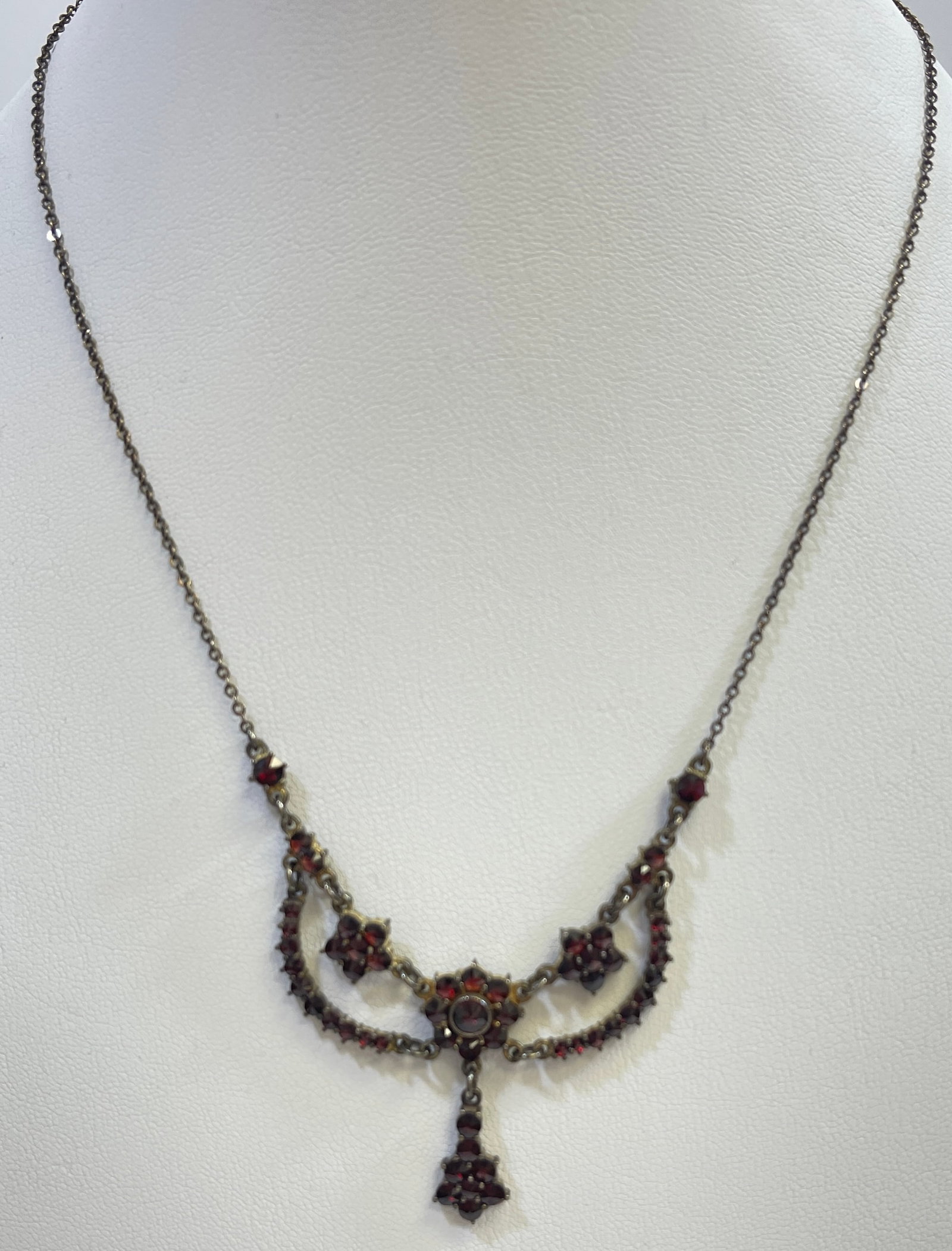 Victorian Sterling Silver & Garnet Necklace (1 of 4)