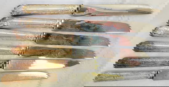 Lot of 6 Christofle Sterling Silver Brienne Dinner Knives