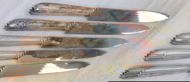 Lot of 5 Christofle Sterling Silver Joubert Desert Knives