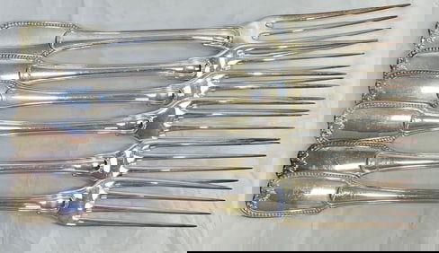 Lot of 6 Christofle Sterling Silver Joubert Dinner Forks