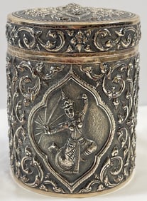 Antique Cylindrical Thai Silver Box