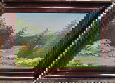 Ben Foster O/B New England Landscape Titled Cabin in the Country