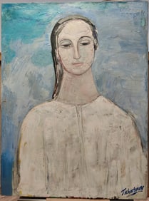 Nahum Tschacbasov Modernist Portrait in a Cubist Style