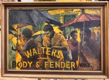 Alan Flattmann O/C Painting Titled Walters Body & Fender