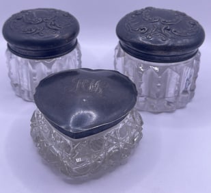 Lot of 3 Sterling Silver & Crystal Boxes