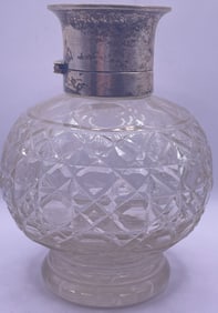 French Cut Crystal & Sterling Silver Scent Bottle