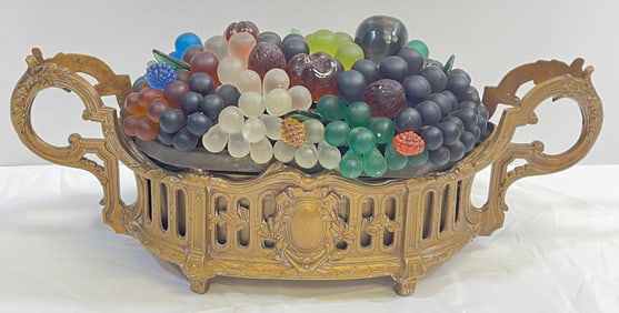 Czech Beaded Glass Fruit Basket Lamp