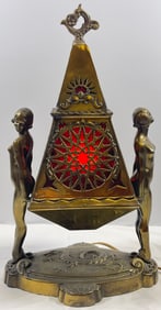 Art Deco Frankart Style Figural Cast Metal Lamp