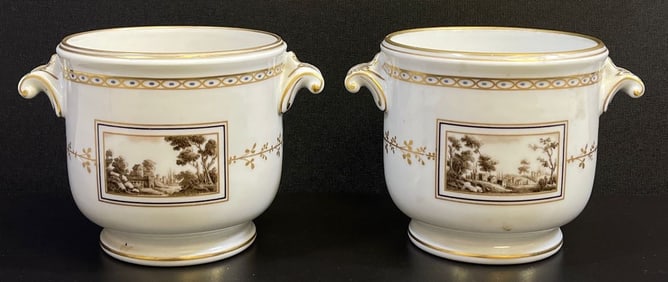 Pair of Richard Ginori Fiesole Porcelain Cachpots