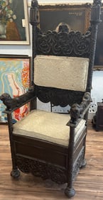 Renaissance Revival Heavily Carved Throne Chair