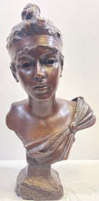 Emmanuel Villanis Art Nouveau Bronze Bust of Phryne