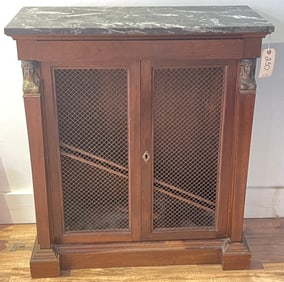 French Empire Style Bronze Mounted & Marble Side Cabinet