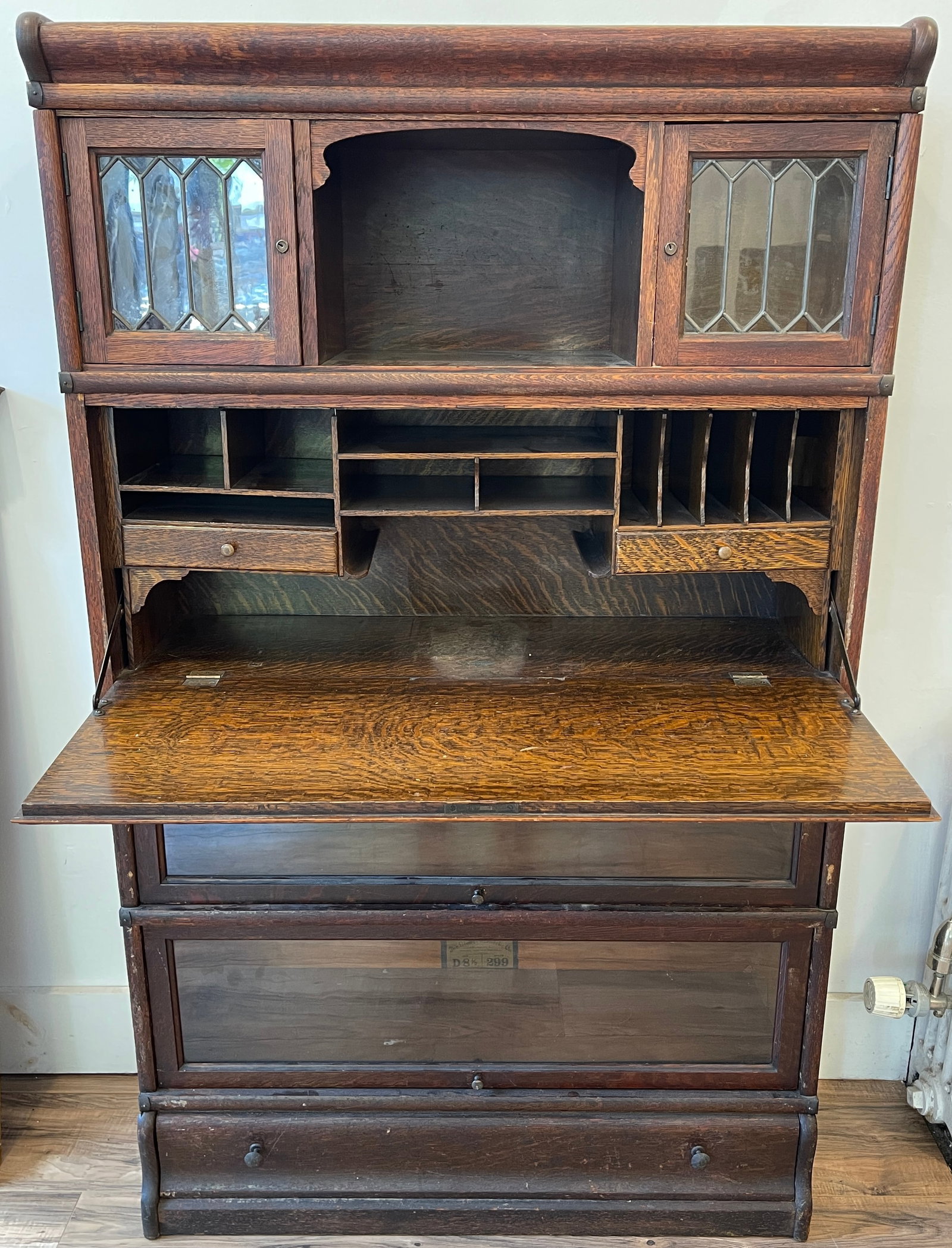 Globe Wernicke Oak Barrister Bookcase Desk (1 of 4)