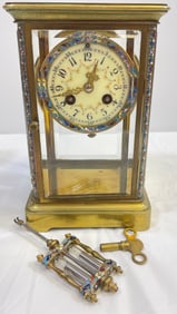 19th Century Cloisonne French Crystal Regulator