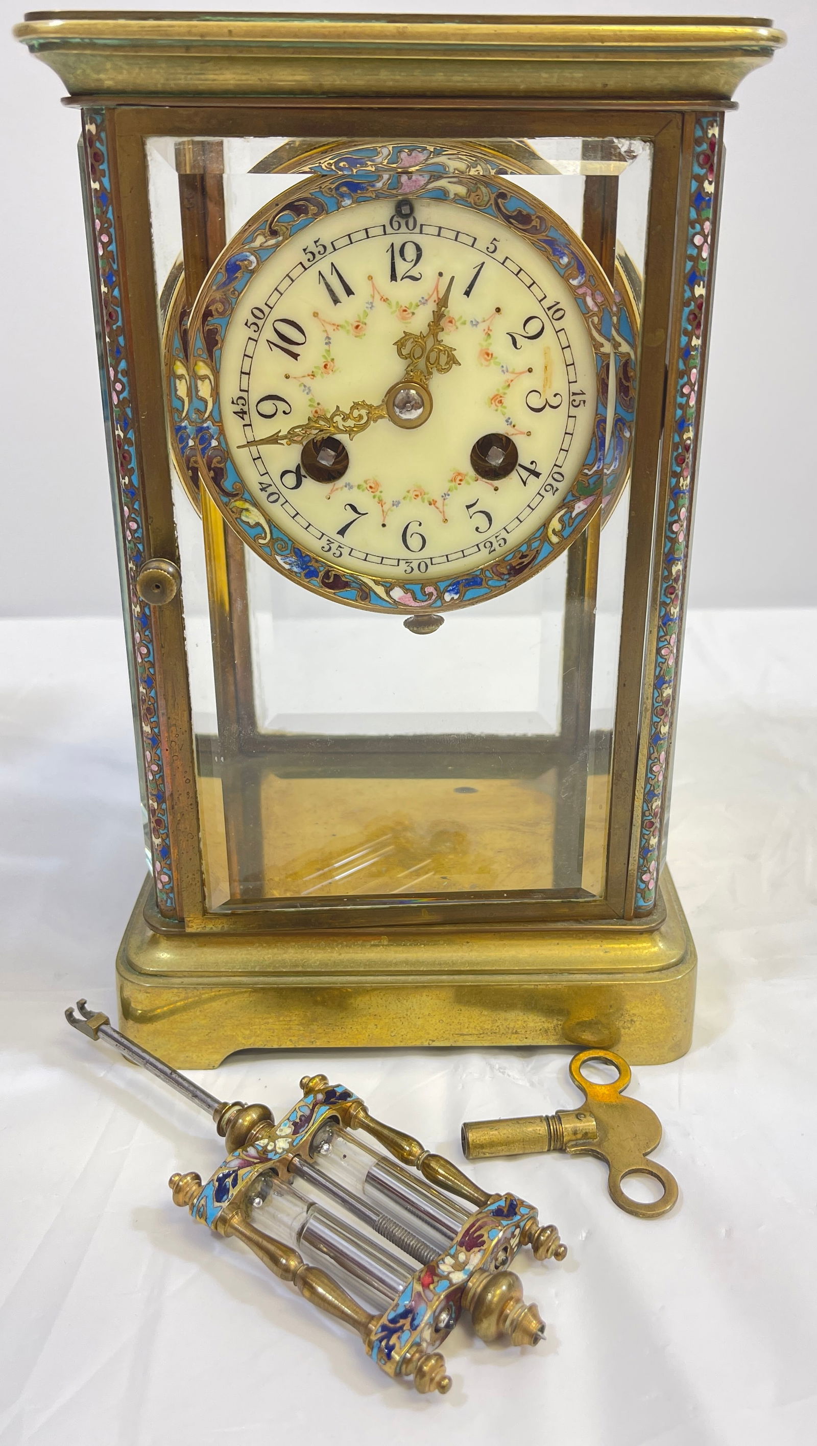 19th Century Cloisonne French Crystal Regulator (1 of 9)