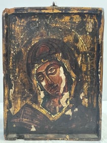 18/19 Century Russian Orthodox Icon of Madonna on Wood