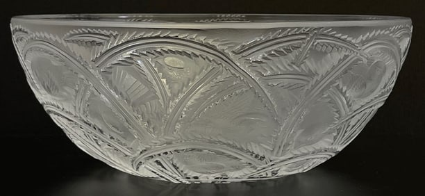 Lalique Crystal Signed Pinsons Bird Crystal Bowl