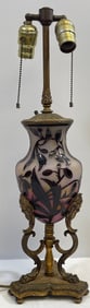 Daum Nancy France Cameo Glass & Bronze Lamp