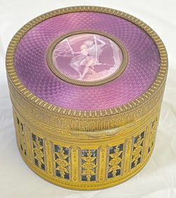 c1900 Bronze & Guilloche Enamel Dresser Box