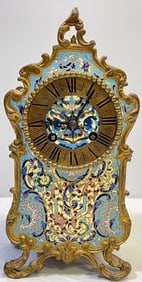 French Enamel & Bronze Lenzkirch Mantle Clock