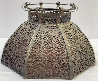 Filigree Slag Glass Oil Lamp Shade