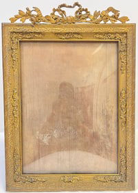 Antique French Bronze Easel Back Photo Frame Convex Glass
