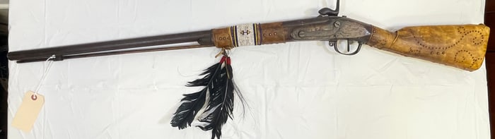 Native American Hide Wrapped & Beaded Rifle