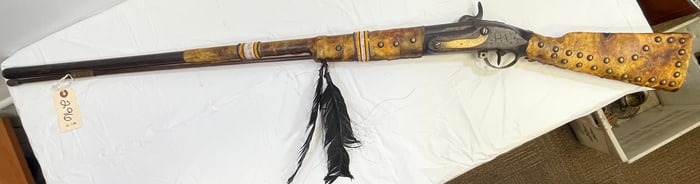 Native American Hide Wrapped & Beaded Rifle