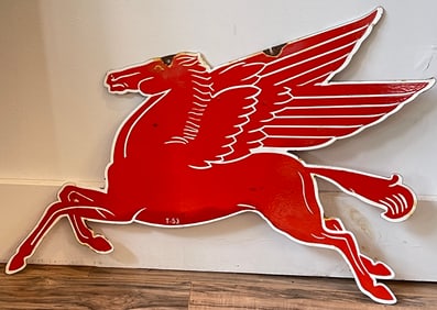 Vintage Mobil Pegasus Porcelain Coated Gas Sign