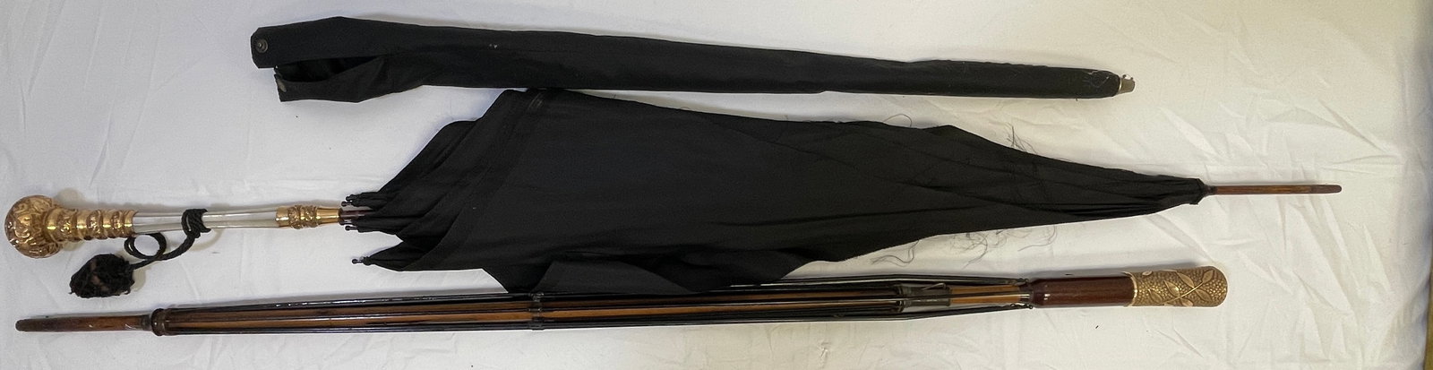 Lot of 2 Victorian Parasols with Gold Filled Handles (1 of 4)