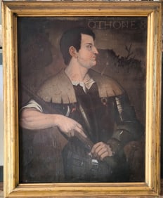 19th c. O/C Portrait of Roman Emperor Otho Dressed for Battle