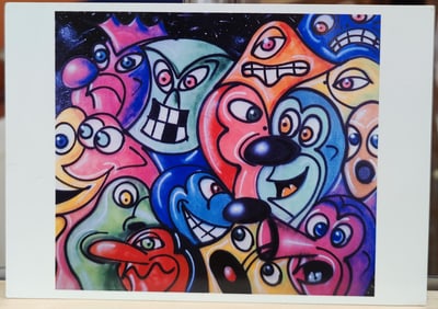 Kenny Scharf Signed Pen and Ink Doodle Cosmic Donut 2018
