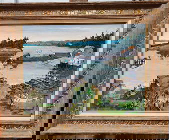Frank Beatty O/B Maine Harbor Scene Salmagundi Exhibit