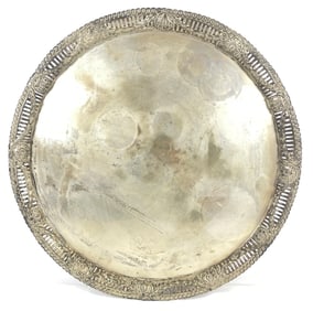 Austrian Silver Round Reticulated Tray
