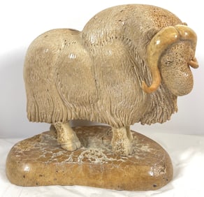 Vintage Eugene Roman Carved Whale Bone Musk Ox