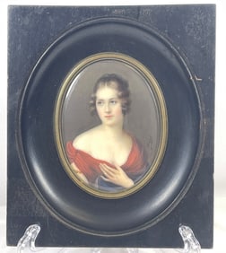 18/19th Century Portrait Miniature in Ebonized Wood Frame