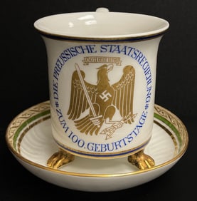 Early 19th Century KPM Cup and Saucer Celebrating Prussia 100th Birthday