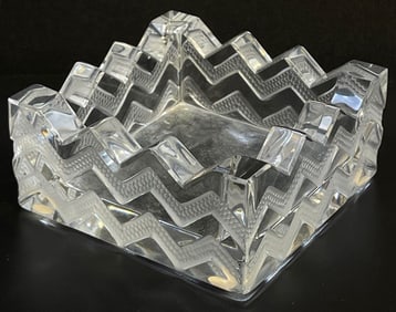 Lalique Crystal Soudan Square Chevron Dish Ashtray